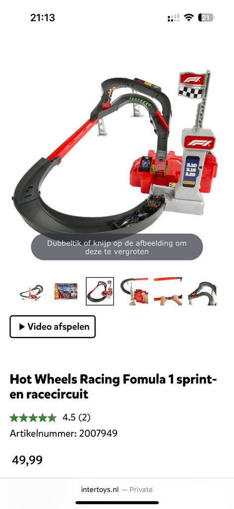 Hot Wheels F1 Racing - Formula 1 Sprintbaanset, Kinderen en Baby's, Speelgoed | Racebanen, Ophalen, Zo goed als nieuw, Handmatig