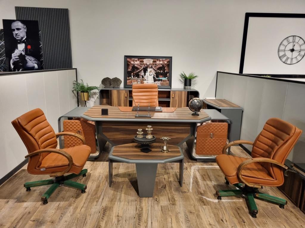 Luxe Directiebureau met Stoelen, Ophalen of Verzenden, Gebruikt