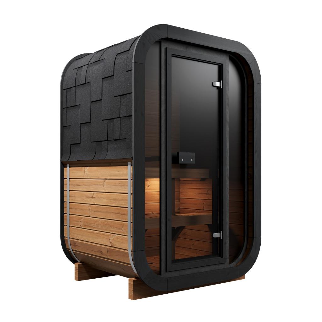Moderne Cube Buitensauna SKOG130 Thermowood, Ophalen of Verzenden, Nieuw, Fins of Traditioneel, Complete sauna