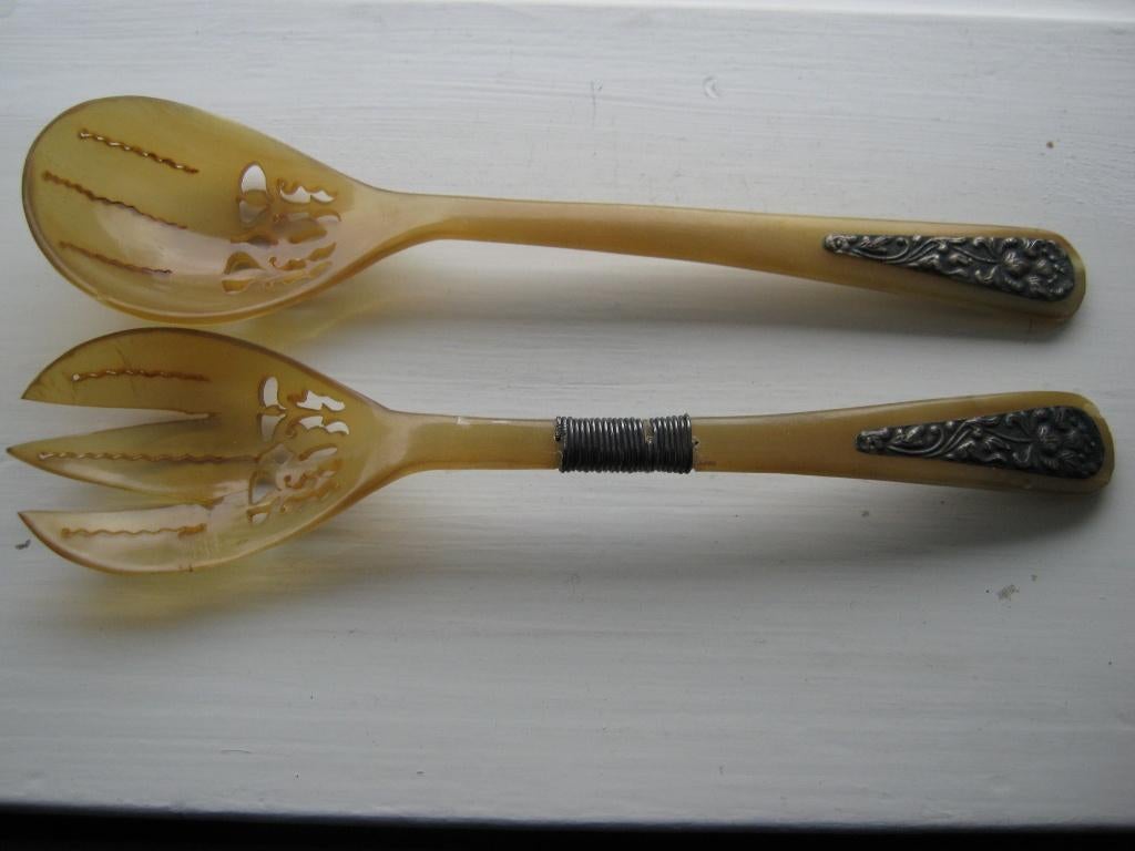 Antiek Hoornen Slacouvert met Djokja Zilver, Antiek en Kunst, Verzenden, Zilver