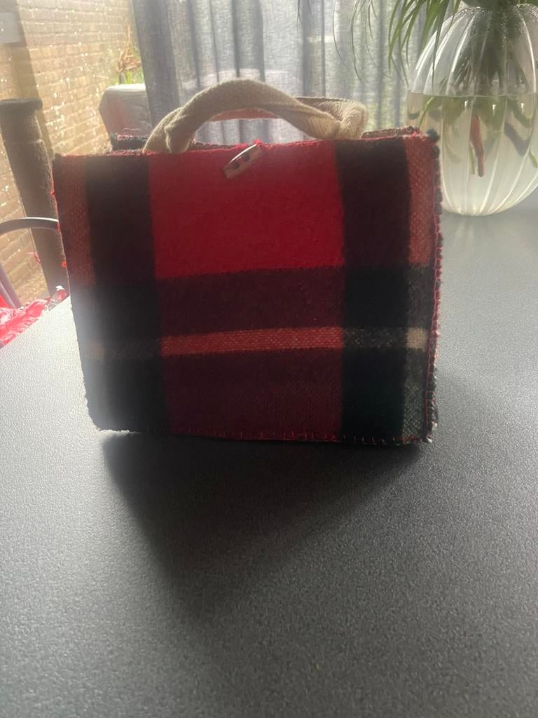 Mooie handgemaakte tas donkerblauwe ruit van AaBe dekens, Ophalen of Verzenden, Nieuw