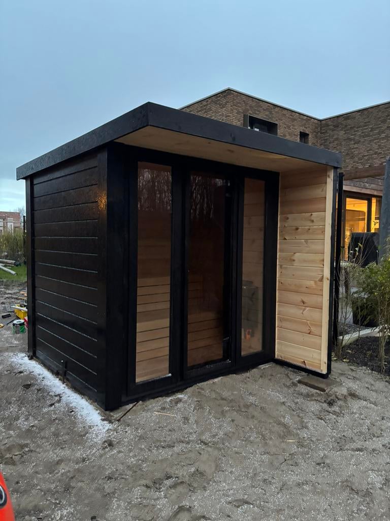 Thermowood of Grenen Buitensauna met luifel. Sauna, Sport en Fitness, Ophalen of Verzenden, Nieuw