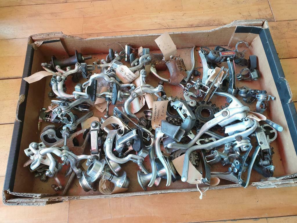Doos met diverse retro fietsonderdelen (in een koop)., Fietsen en Brommers, Fietsonderdelen, Ophalen, Gebruikt, Overige typen