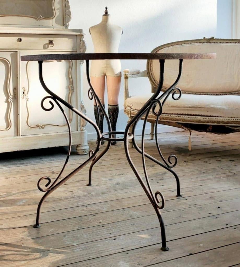 Geweldige antieke smeedijzeren tuintafel tafel sidetable., Ophalen, Gebruikt, 50 tot 100 cm, 25 tot 50 cm