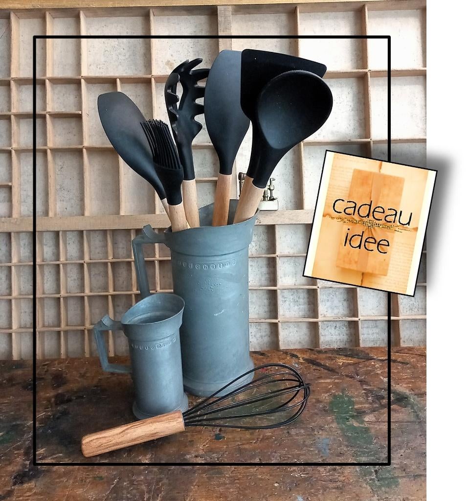 Tinnen maatbekers – set van zes, Antiek en Kunst, Antiek | Tin, Ophalen of Verzenden