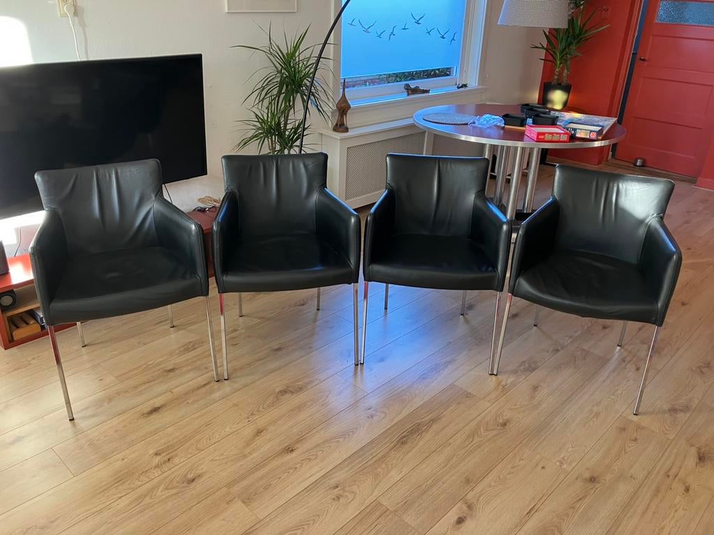 4 leren stoelen, Huis en Inrichting, Stoelen, Ophalen of Verzenden, Gebruikt