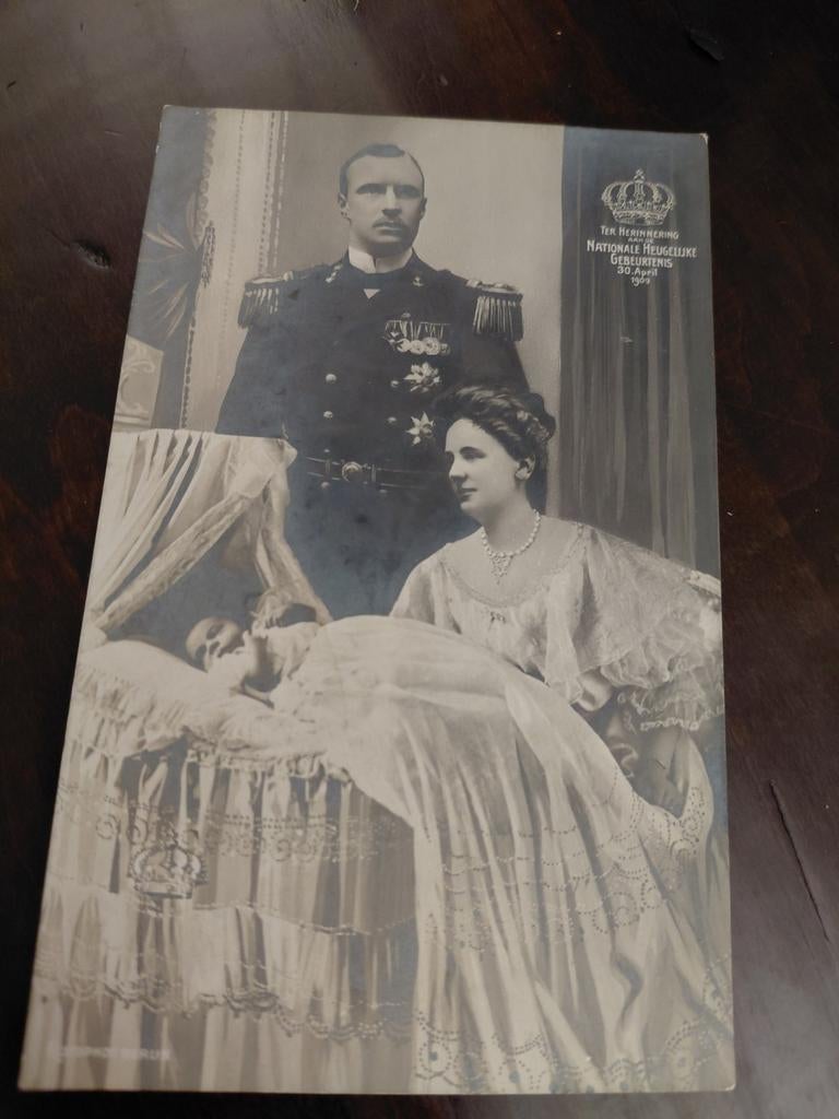 Koningin Wilhelmina, Prins Hendrik en Prinses Juliana 1909, Ophalen of Verzenden, Zo goed als nieuw, Nederland, Kaart, Foto of Prent