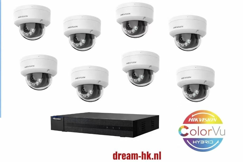 2MP Hikvision Hybrid ColorVU 8CH IP PoE set/NVR + 8 camera, Audio, Tv en Foto, Ophalen of Verzenden, Nieuw, Buitencamera