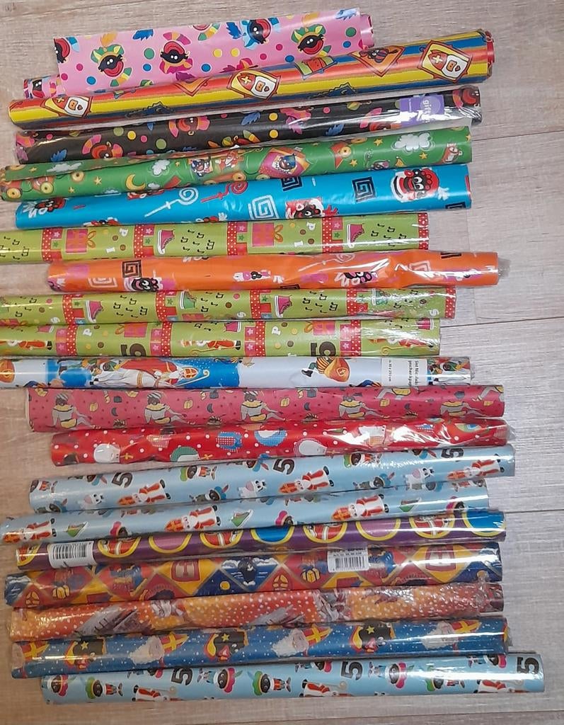Verzameling vintage inpakpapier sinterklaas en zwarte piet, Diversen, Sinterklaas, Ophalen of Verzenden