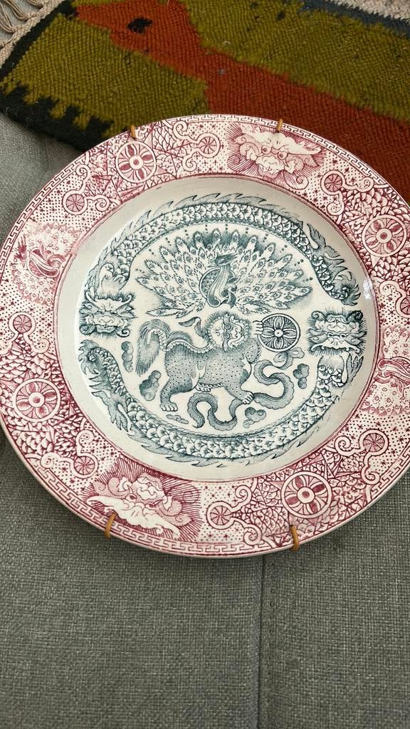 Antiek 1890 transferware Schots bord J & MP Bell Makassar, Antiek en Kunst, Ophalen of Verzenden