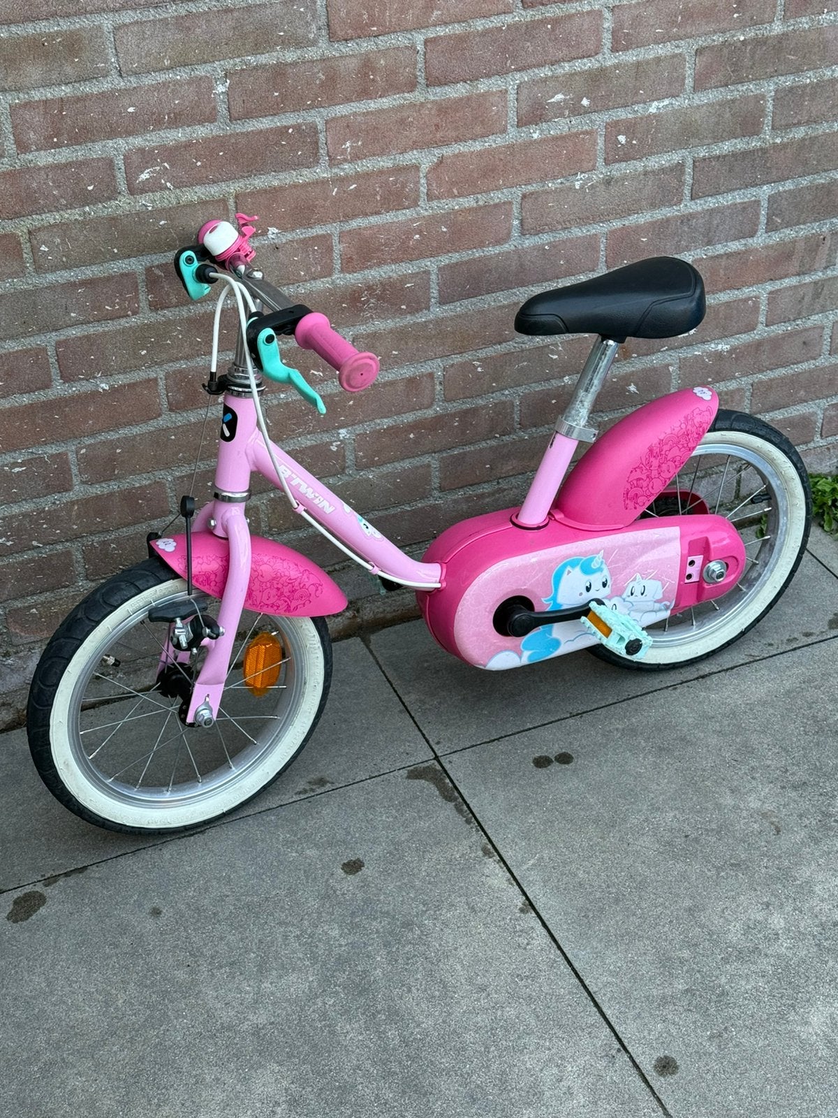 Meisjes fiets - 14inch - Btwin Decathlon - Unicorn, Fietsen en Brommers, Fietsen | Kinderfietsjes, Ophalen, Terugtraprem, Zijwieltjes