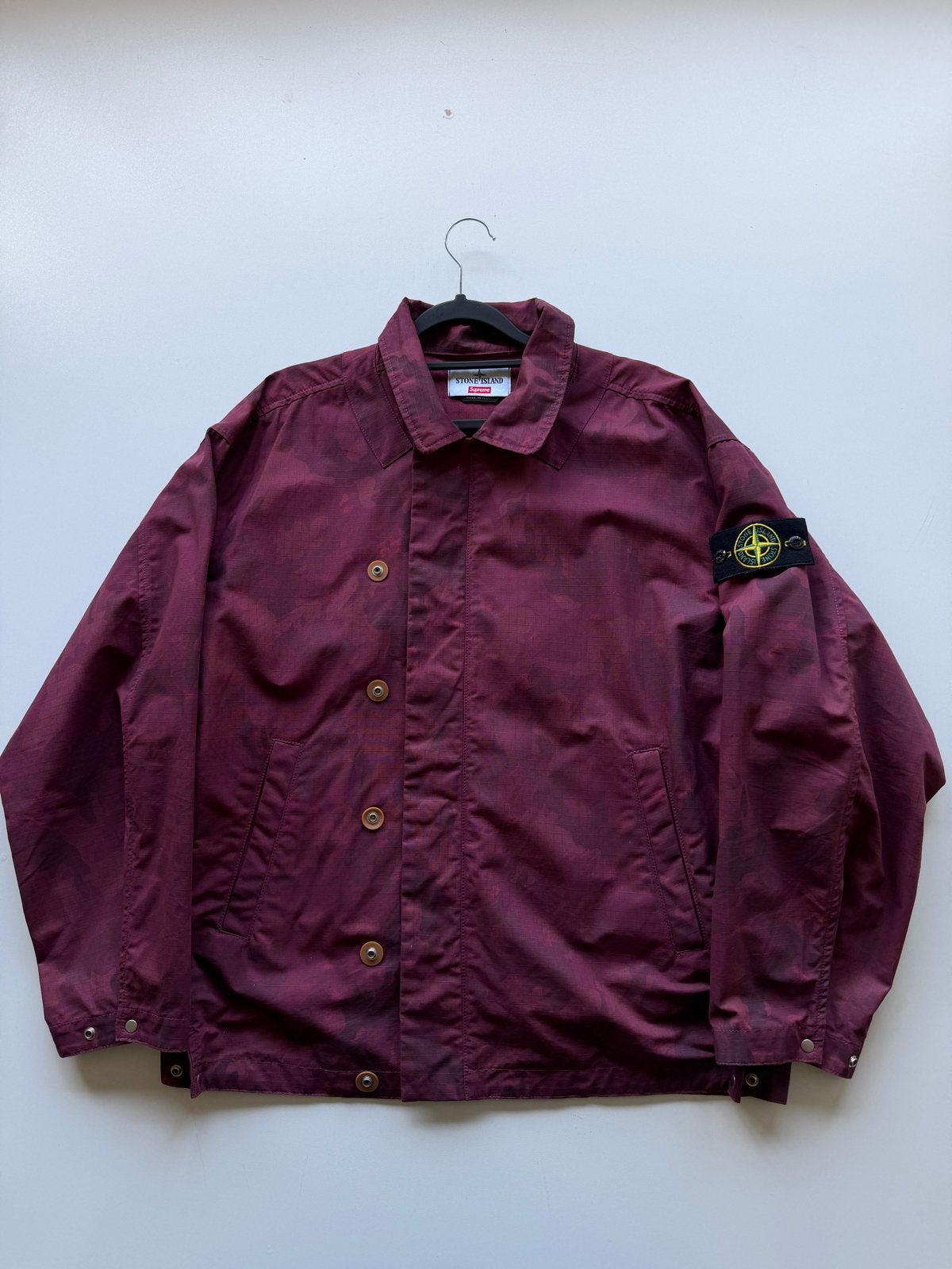 Stone Island Supreme Cotton Ripstop Ice Jacket Camouflage, Ophalen of Verzenden, Zo goed als nieuw, Maat 52/54 (L), Rood