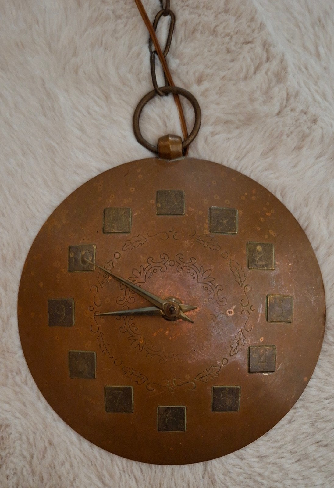Mooie vintage koperen wandklok, jaren 50 / 60, Ophalen of Verzenden