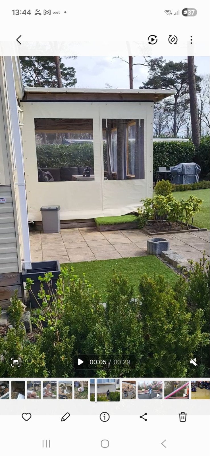 Robuust veranda dekzeil met dakgootzeil (4,5 x 3 m), Tuin en Terras, Ophalen, Gebruikt, Veranda