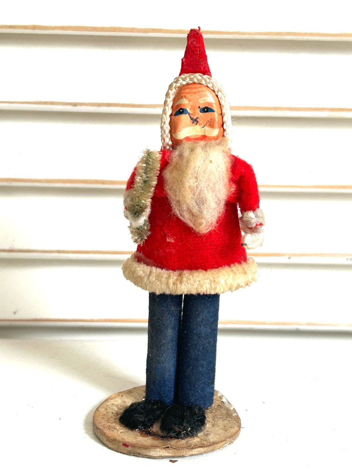 Vintage kerstman papiermache vilt Japan 11 cm, Ophalen