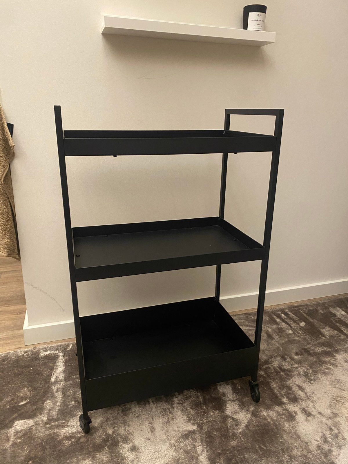 Zwart metalen serveerwagen/trolley met 3 planken, Ophalen
