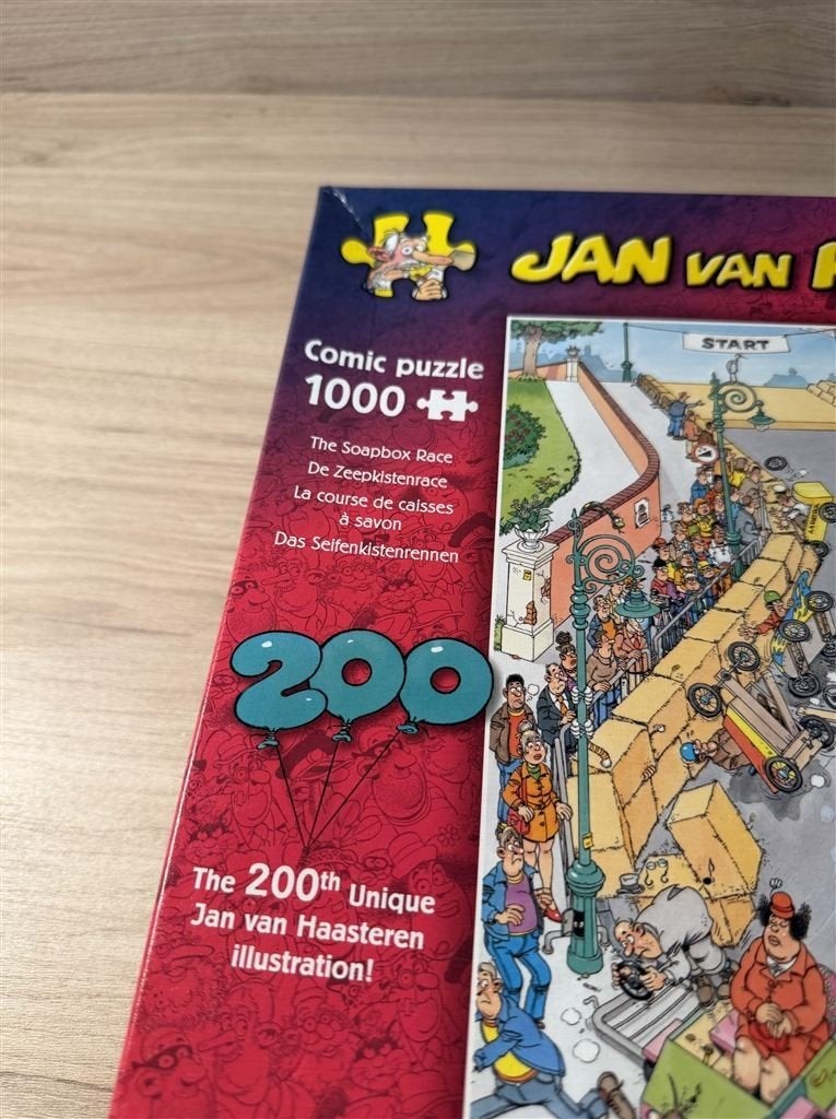 Jan van Haasteren - de zeepkistenrace - 1000 stuks - s6658, Verzenden, 500 t/m 1500 stukjes, Zo goed als nieuw