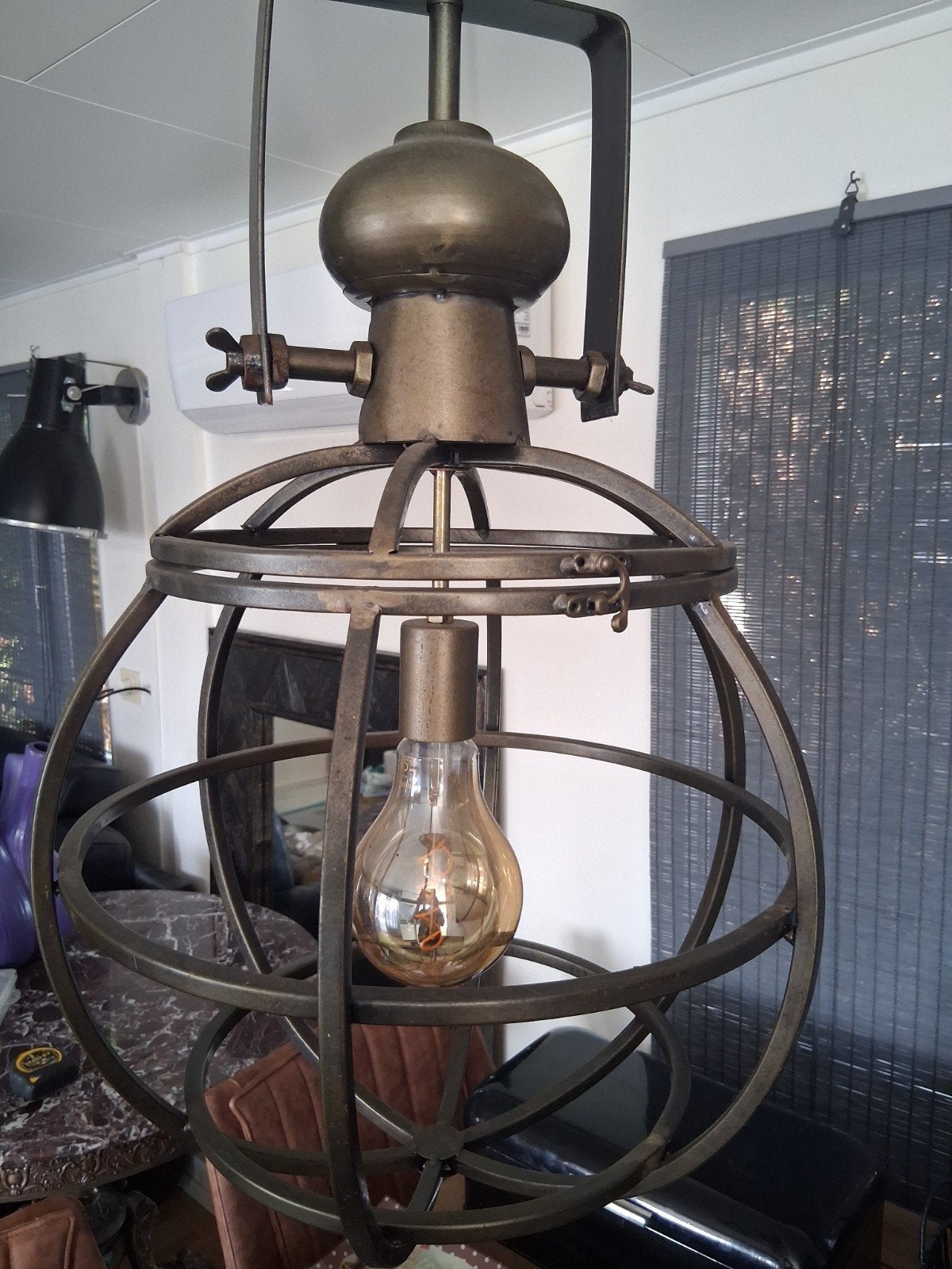 hanglamp rond, kleur brons, Ophalen, Zo goed als nieuw, Metaal