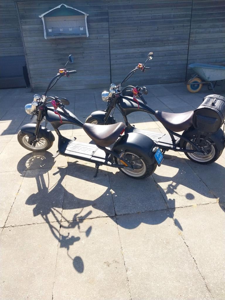 2 elektrische scooters met 4 accu's en tas, Ophalen, Gebruikt, Maximaal 25 km/u, Elektrisch