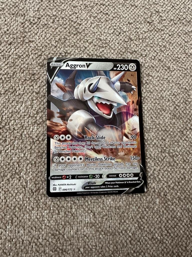 Aggron V 096/172 Pokémon kaart, Ophalen of Verzenden, Zo goed als nieuw, Losse kaart, Foil