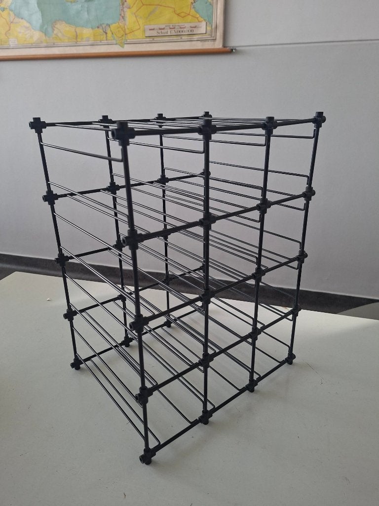 vintage modulair wijnrek minimalist design Bijenkorf jaren80, Gebruikt, 5 tot 15 flessen, Ophalen of Verzenden, Metaal