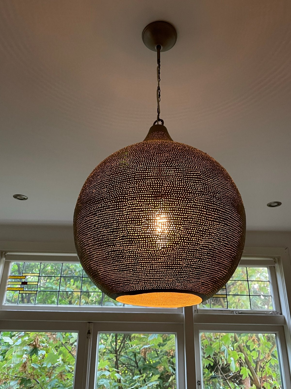 Mooie Marokkaanse hanglamp, Huis en Inrichting, Ophalen of Verzenden, Zo goed als nieuw, Metaal