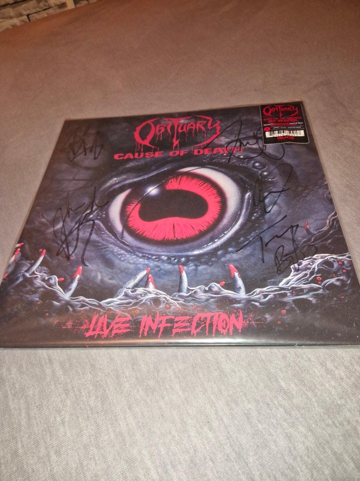 Obituary - Cause of Death: Live Infection gesigneerd vinyl, Cd's en Dvd's, Ophalen, Zo goed als nieuw