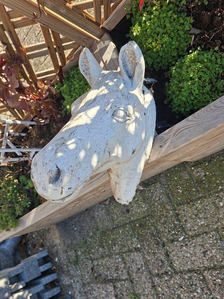 Vintage Betonnen Paardenhoofd Tuin Decoratie, Ophalen, Gebruikt