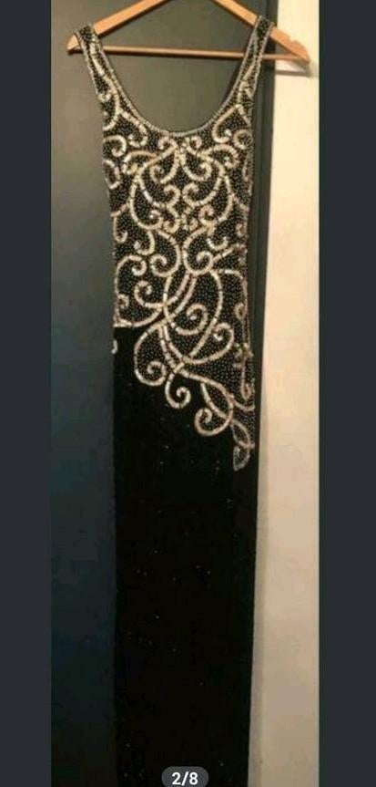 Zwarte Galajurk met Pailletten, Kleding | Dames, Gelegenheidskleding, Maat 38/40 (M), Galajurk, Zwart, Ophalen of Verzenden