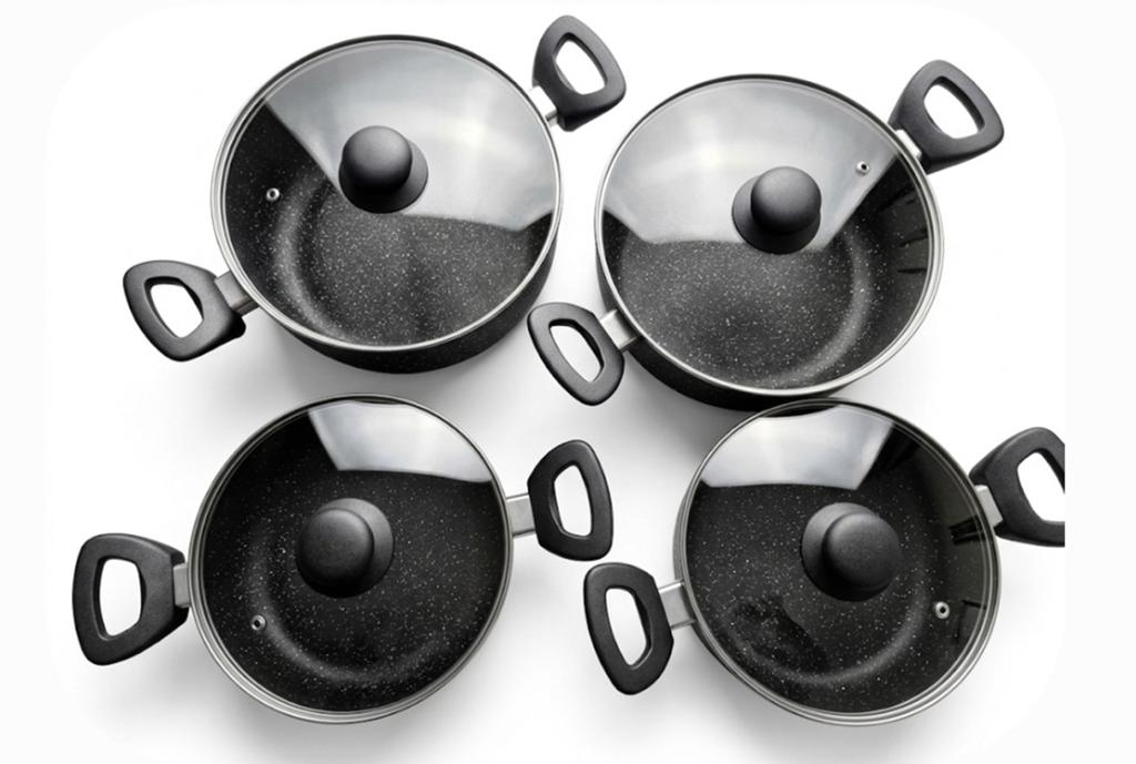 Nieuw! 4-delige Pannenset met Marmeren Anti-aanbaklaag, Ophalen, Nieuw, Rvs, Pannenset
