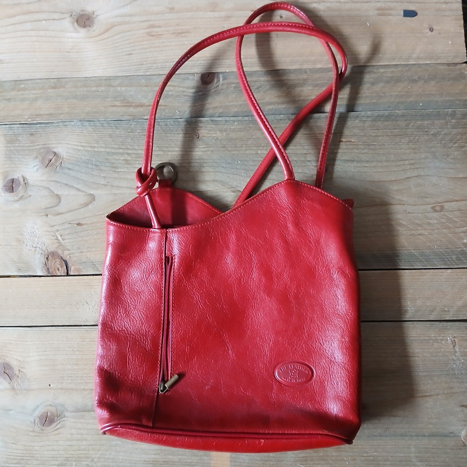 Rode leren tas, Ophalen, Zo goed als nieuw, Rood
