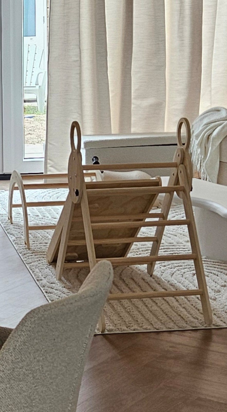 Houten klimrek met glijbaan en klimboog, Kinderen en Baby's, Ophalen, Gebruikt, Klimwand