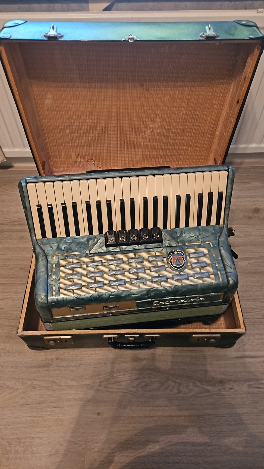 Accordiola Super Rigoletto Accordeon met koffer en riemen, Ophalen, Gebruikt, Overige formaten, Met koffer