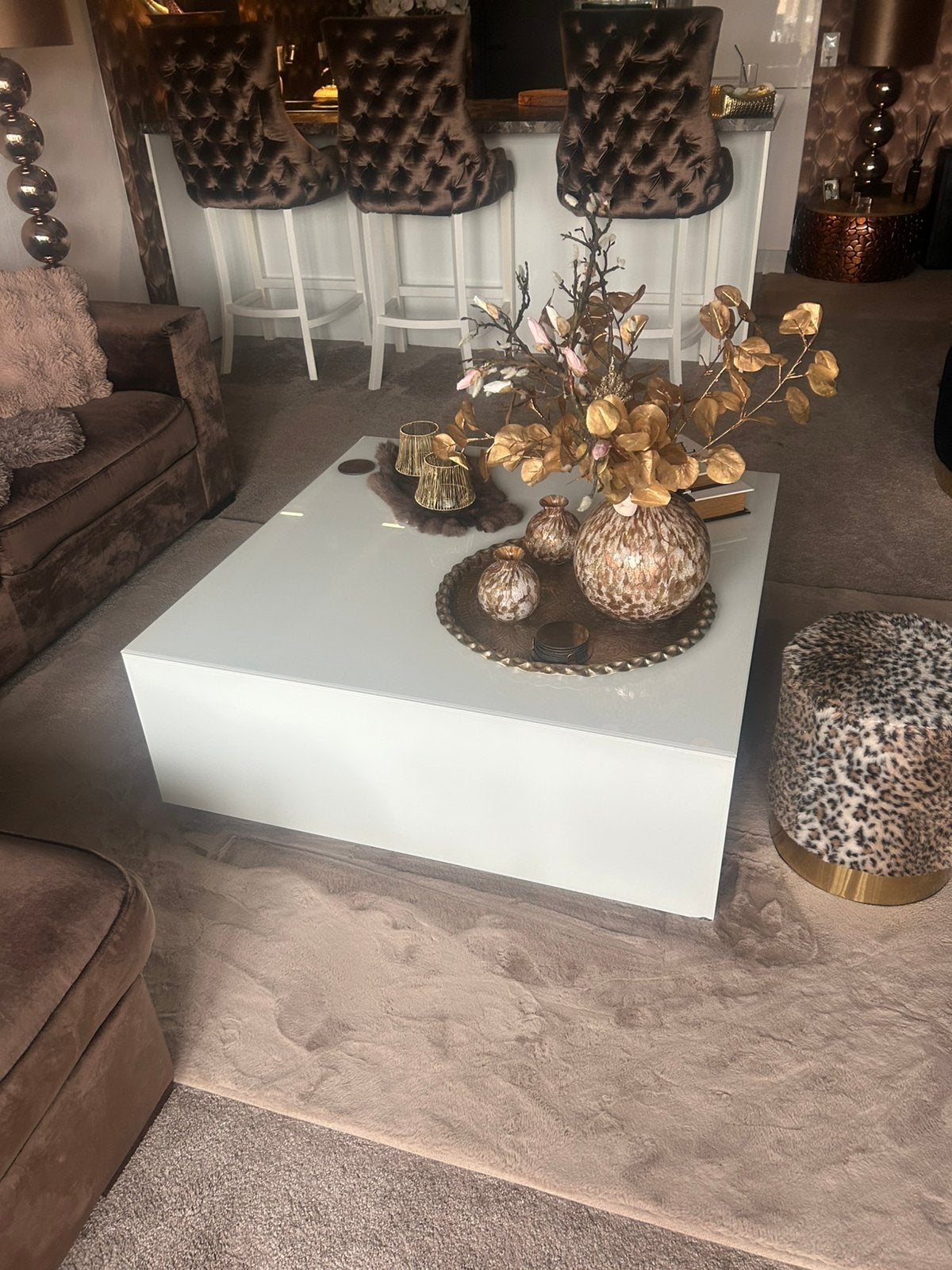 Hoogglans salon tafel., Ophalen, Zo goed als nieuw, Rechthoekig, 50 tot 100 cm