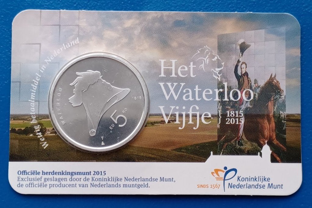 Het Waterloo Vijfje 2015 UNC coincard, Verzenden, Koningin Beatrix, Euro's, Setje