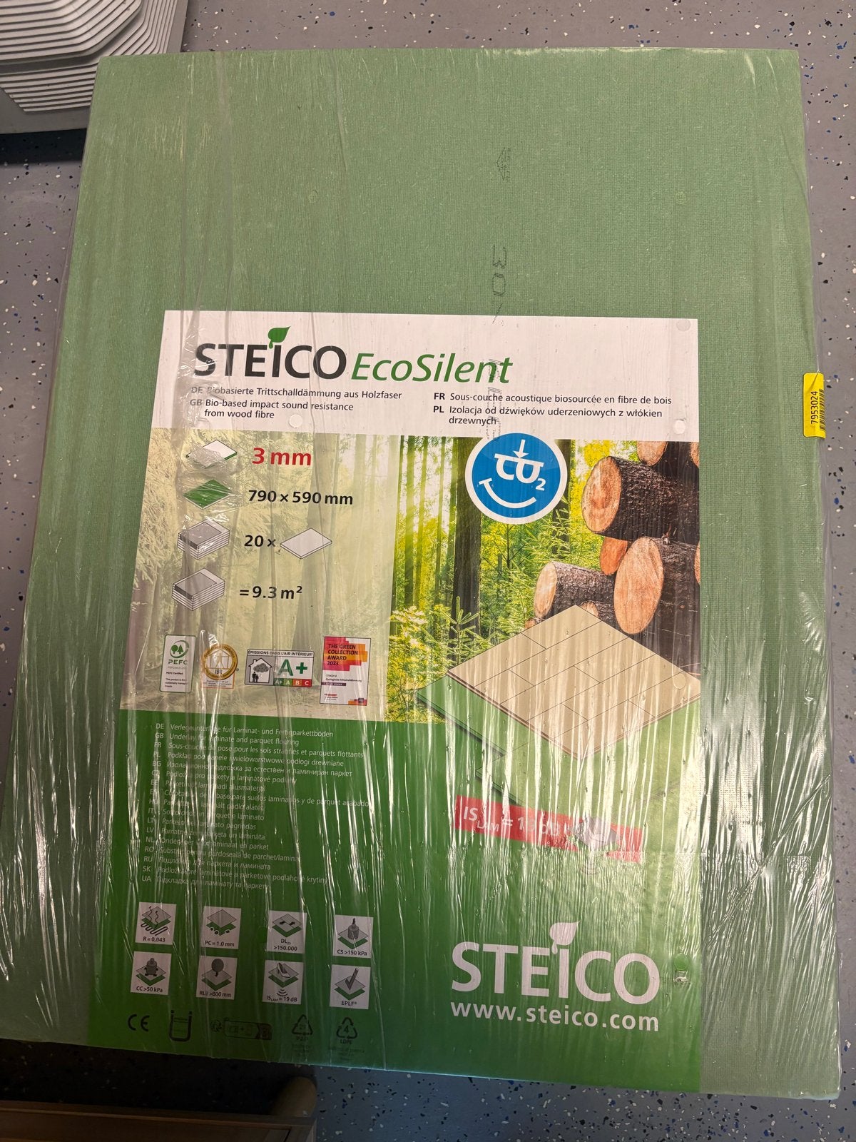 STEICO EcoSilent 3mm ondervloer isolatie 9.3m², Doe-het-zelf en Verbouw, Overige materialen, Nieuw, 5 tot 10 m², Vloerisolatie