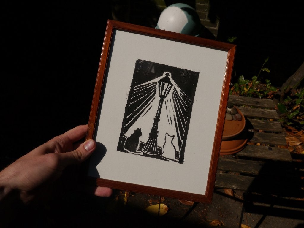 Handgemaakte lino print Poezen, Ophalen of Verzenden, Overige typen