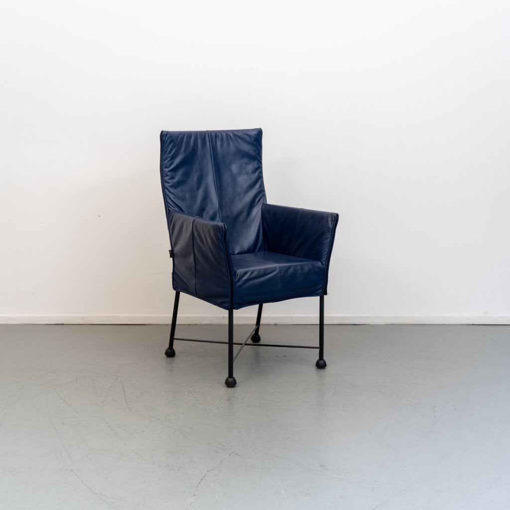 Montis Chaplin Stoel Blauw Leer - Zwart/Dop, Huis en Inrichting, Stoelen, Niet ingevuld, Zo goed als nieuw, Niet ingevuld, Niet ingevuld