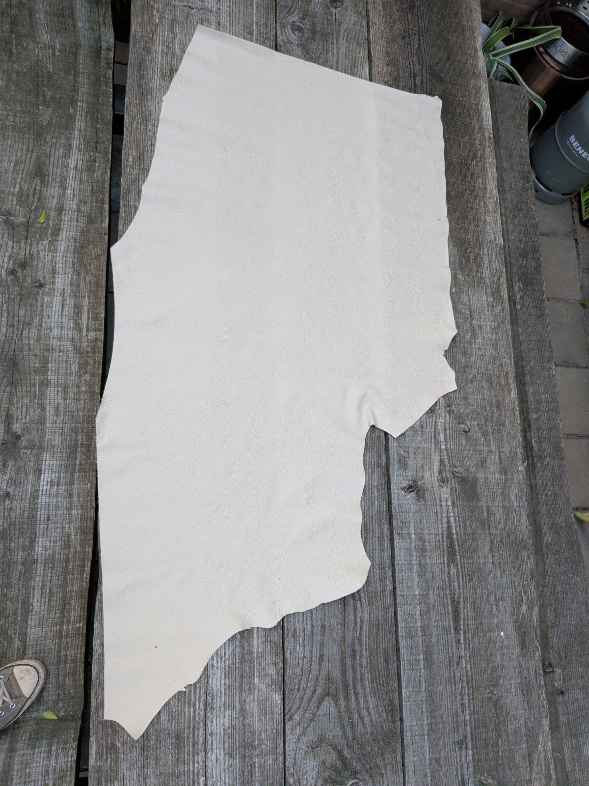 Wit stuk leer, ca. 110 cm lang, Gebruikt, Wit, Leer of Kunstleer, Ophalen of Verzenden