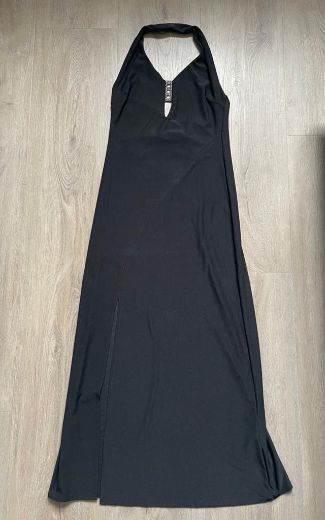 Mat Sui vintage Cocktail jurk zwart halter strass steentjes, Ophalen of Verzenden, Zo goed als nieuw, Zwart, Galajurk