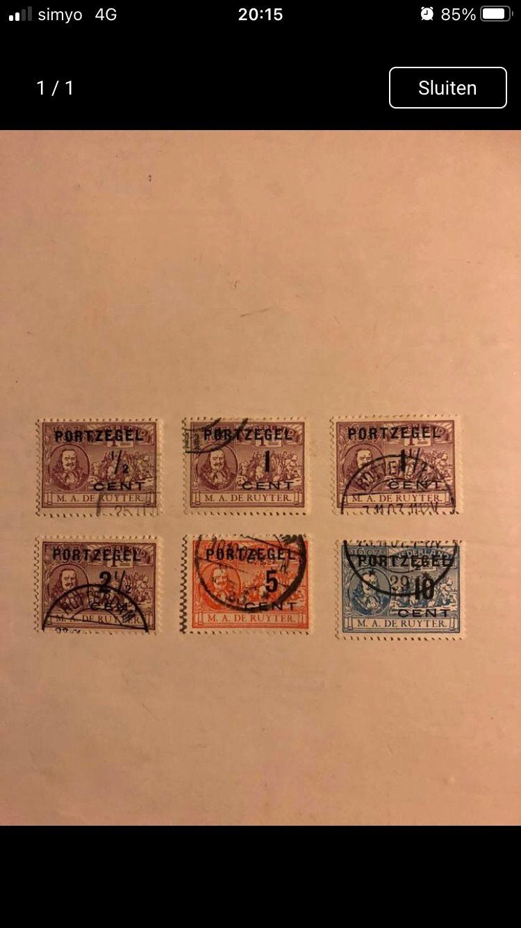 Herdenkingszegels van M.A. de Ruyter, Ophalen of Verzenden, T/m 1940, Gestempeld
