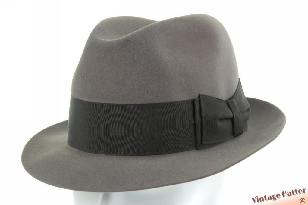 Vintage Gleufhoed Stetson Union Saphir grijs vilt 59, Hoed, Ophalen of Verzenden, Stetson - Union Saphir, 58 of 59 cm (L, 7¼ of ⅜ inch)