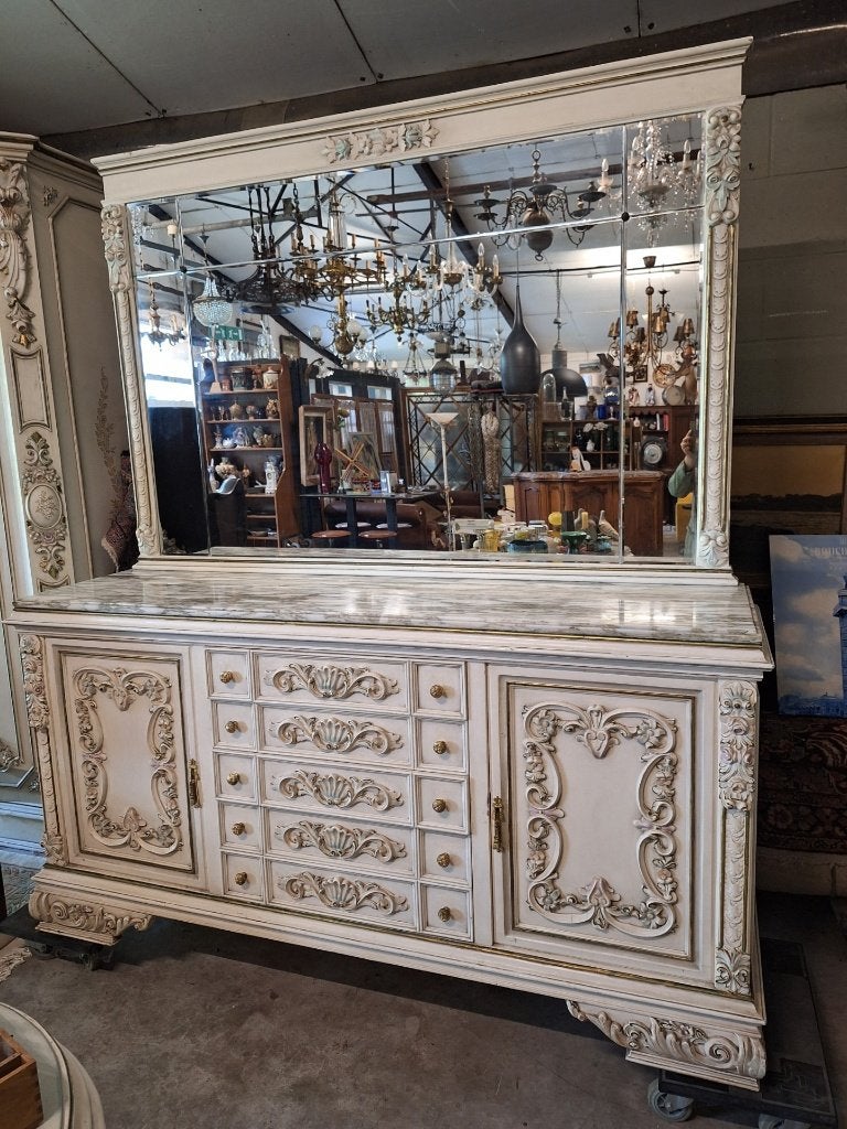 Prachtige Vintage LXVI Rococo dressoir met spiegel ., Ophalen, Met lade(s), Zo goed als nieuw, 200 cm of meer
