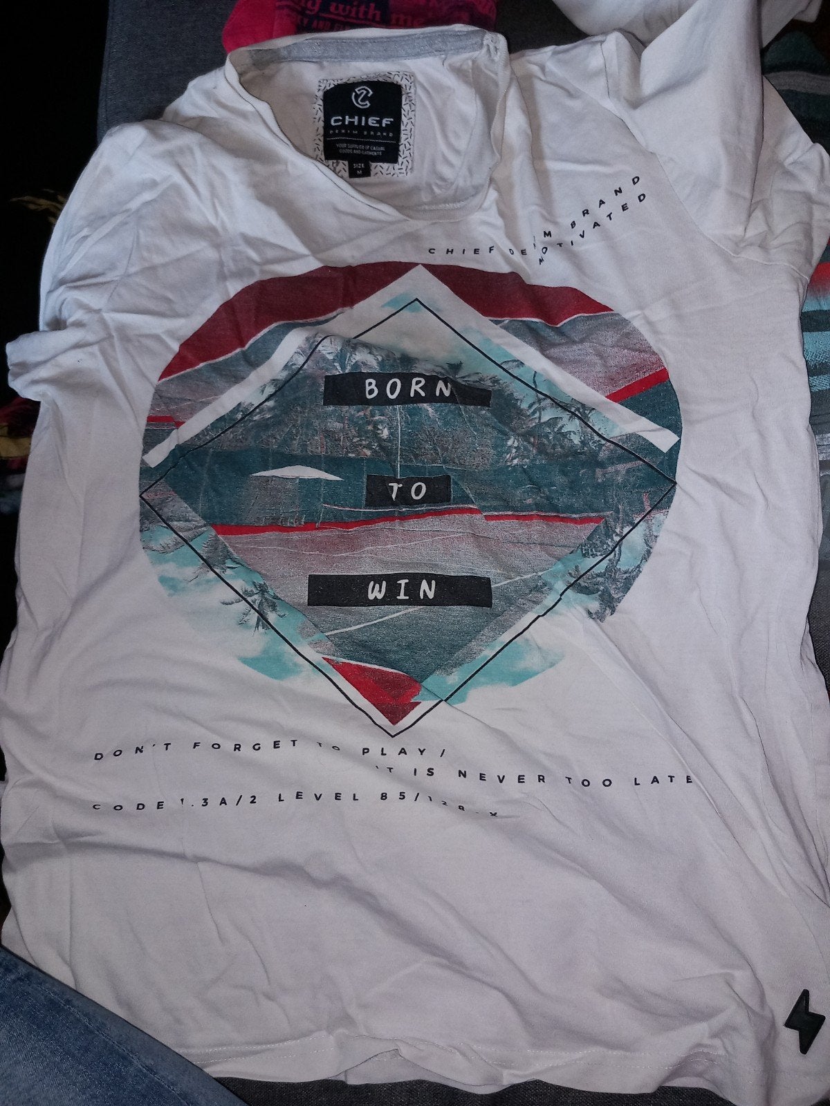 T-shirt Chief met 'Born to Win' print - Maat M, Chief, Maat 48/50 (M), Wit, Ophalen of Verzenden