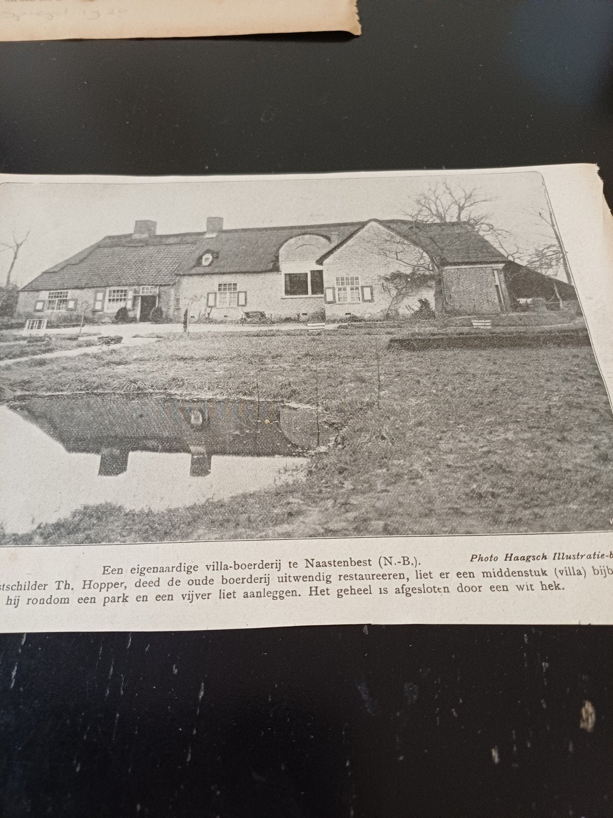 knipsel villa boerderij Naastenbest Th. Hopper 1919, Ophalen of Verzenden, Voor 1920, Knipsel(s)