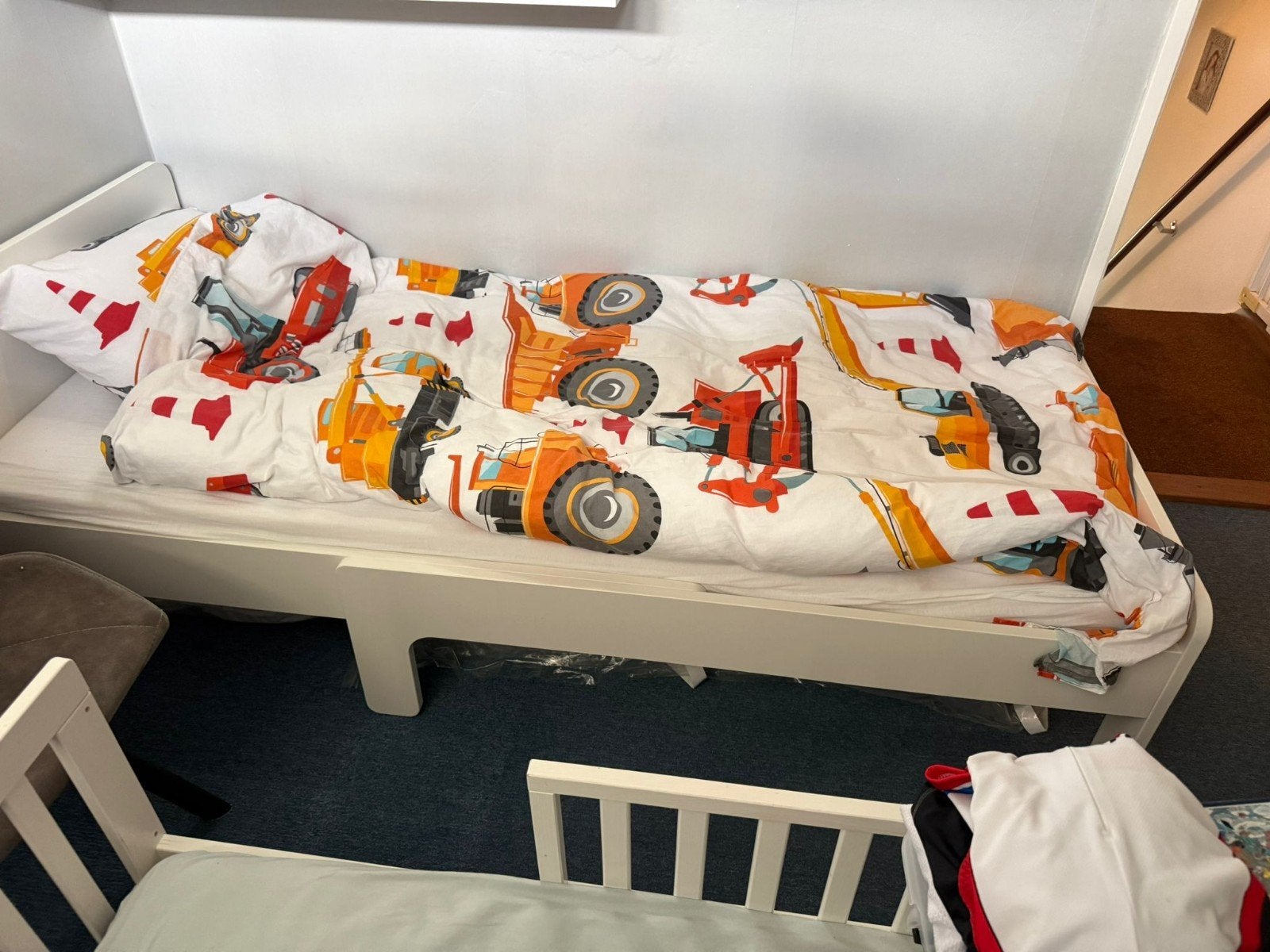 Doorgroei kinderbed 80x200cm,met foam matras en lattenbodem, Ophalen, Gebruikt, Eenpersoons, Wit