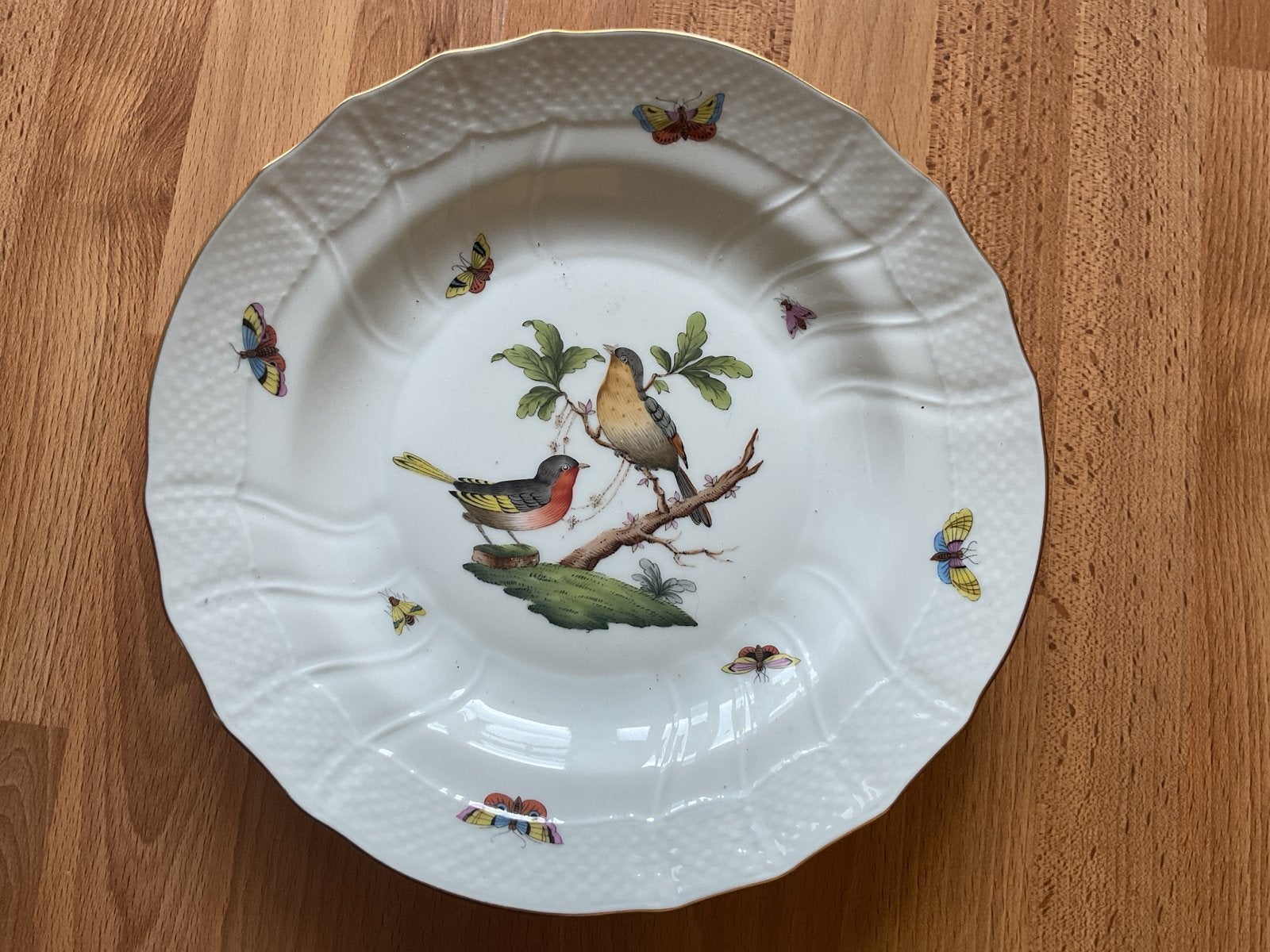 Herend Hongarije Handgeschilderd Porseleinen Bord met Vogels, Antiek en Kunst, Ophalen of Verzenden