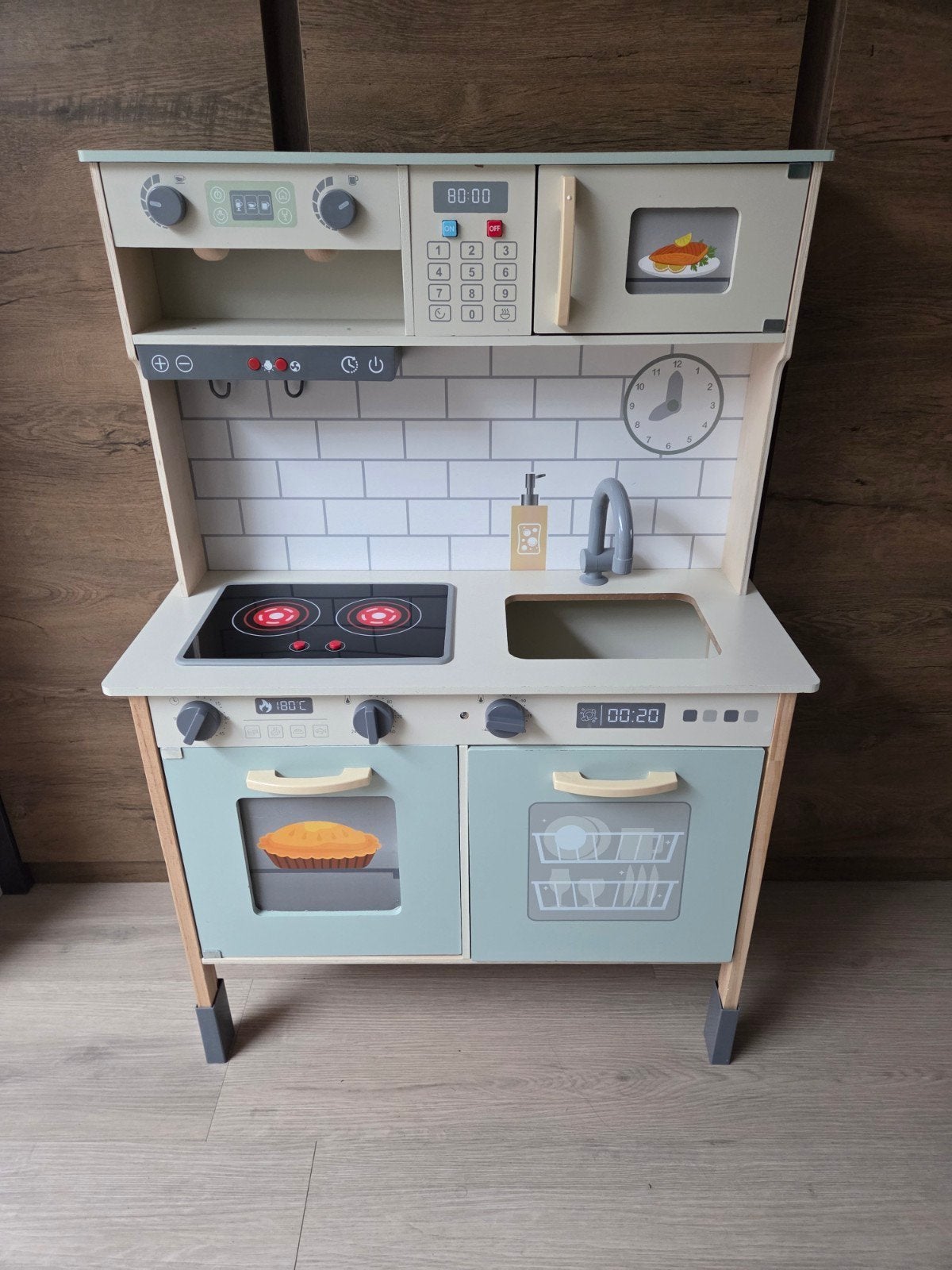 Houten speelkeuken met oven, vaatwasser, kookplaat en magnet, Ophalen, Gebruikt, Jongen of Meisje