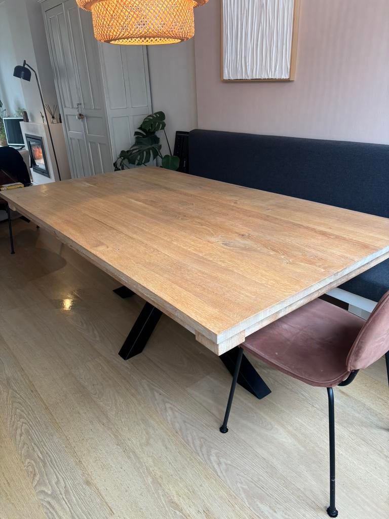 Te koop geweldige eiken tafel, Ophalen, Gebruikt, 150 tot 200 cm, Eikenhout