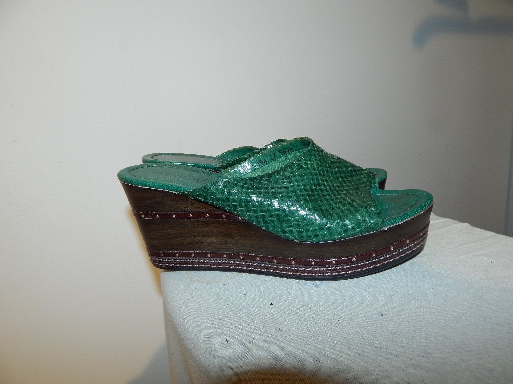 Pons Quintana sandalen gevlochten band over de voet ZGAN 37, Zo goed als nieuw, Pons Quintana, Groen, Sandalen of Muiltjes